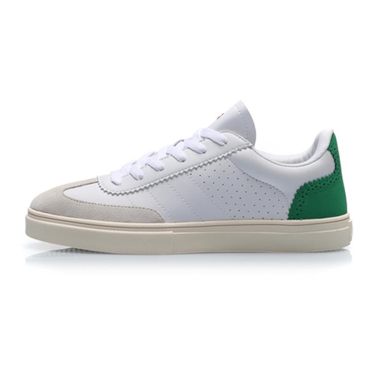 Li Ning Slip Resistant Abrasion Resistant Low top Skateboard Shoes Women's White Green AGCP124-1