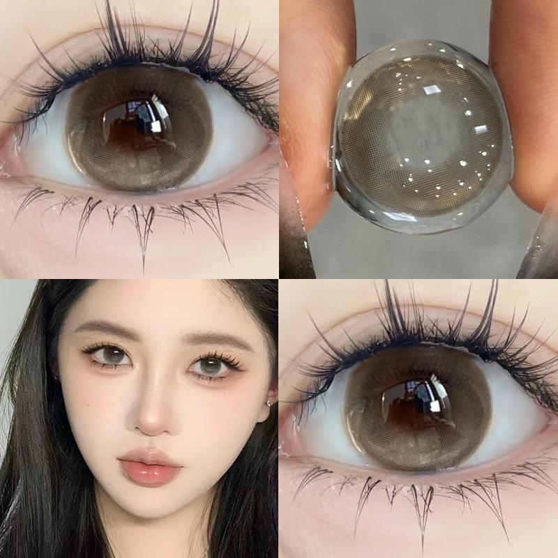 Mill Creek 2pcs Contact Lenses with Grade Rimless 14.5MM Big Eyes Summer Series Blue Contact Lenses Student Ladies Eye Make Up