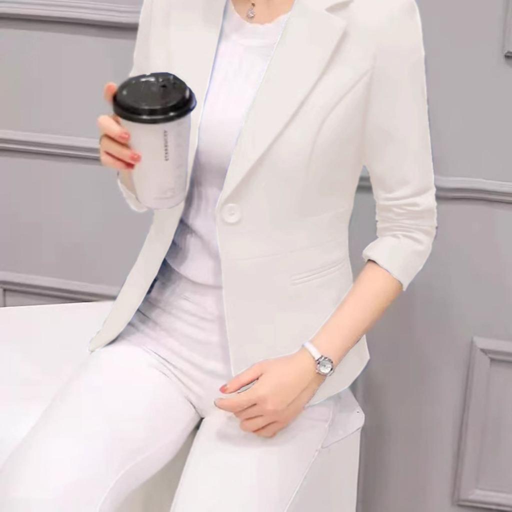 Women's Lapel Collar Long Sleeve Slim Fit Blazer Solid Casual Commuter Short Coat