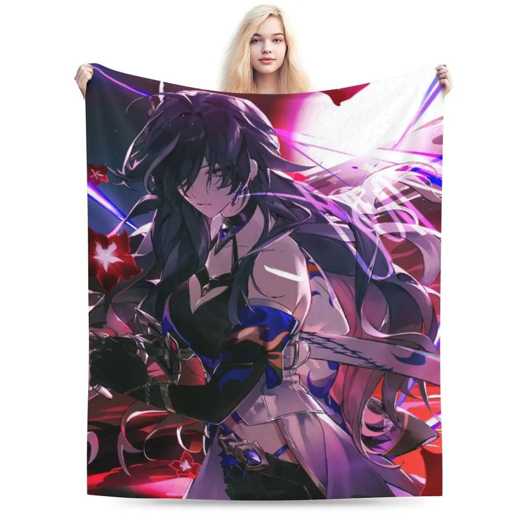Anime Honkai Star Rail Acheron All Season Fleece Blanket Throw Ultra Soft Flannel Blanket Digital Printed Premium Fluffy Fleece
