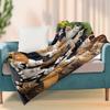 Group Cats Flannel Throw Blanket Various Breeds Cat Portrait Floral Background Sofa Blanket