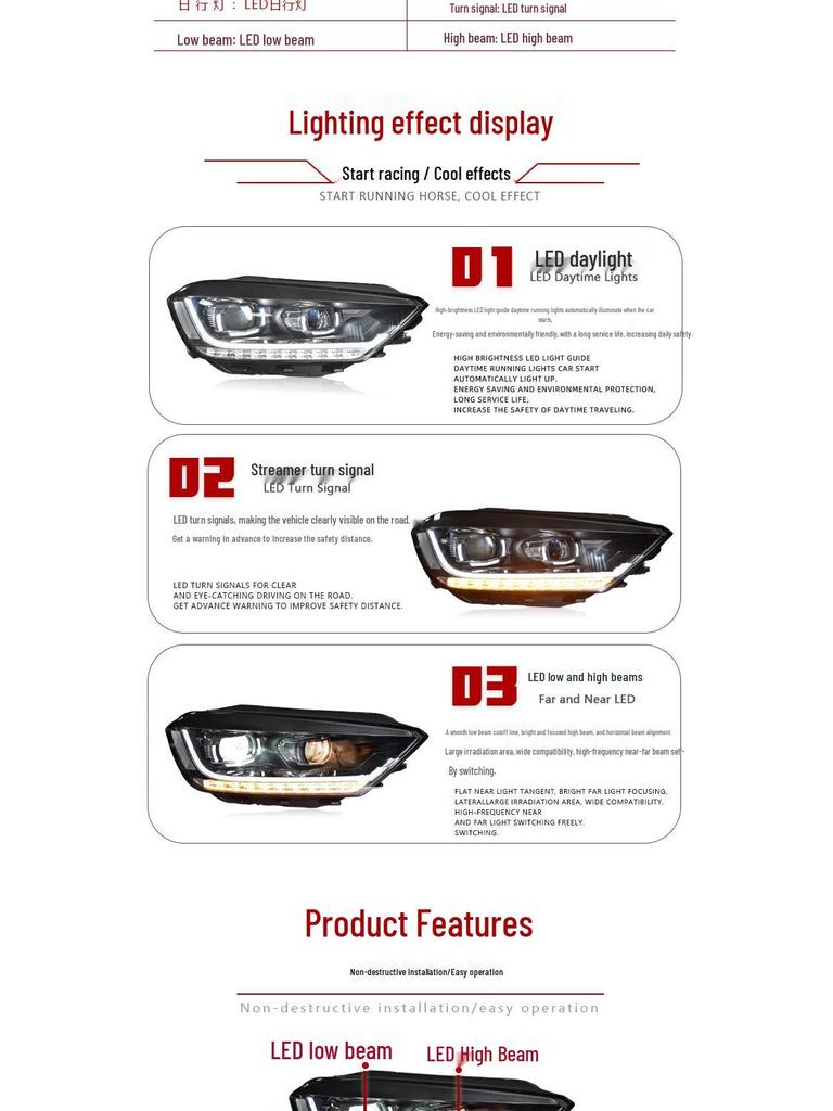 LED Retrofit Kit: Headlights, Daytime Running Lights & Sequential Turn Signals for 2016-2018 VW Golf Sportsvan.
