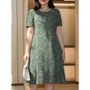 Women's Fashion Graceful Beautiful and Exquisite Patterns Print Summer Spring Short Sleeve O-Neck Casual Dresses