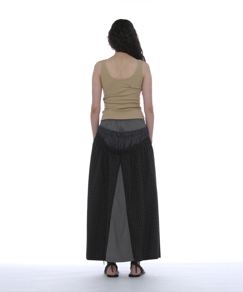 Partimento Woman Multi-Layered Maxi Skirt_Gray Check