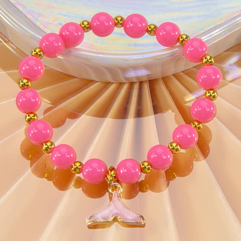 Cute Cartoon Women Bracelet, Beaded Design with Alloy Unicorn, Mermaid and Shell Charm, High Texture Daily Hand Ornaments