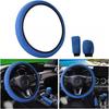 Bittwee 3PCS 15Inch Car Steering Wheel Cover Armrest Cover Gear Shift Cover Set, Microfiber Breathable Anti-Slip Automotive Steering Wheel Protector,