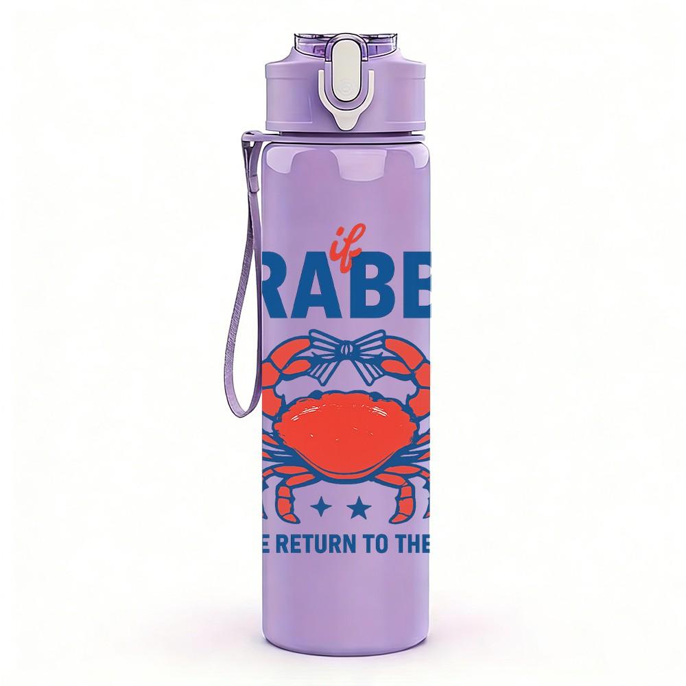 1PC Crabby Crab Letter Graphic 750ml Color Plastic Sports Water Bottle Leakproof Flip Straw Lid Suitable for Sports Office Home Use