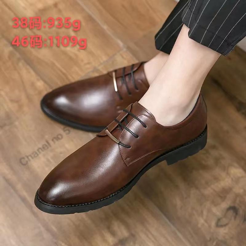 

Autumn small leather shoes men s soft leather Korean version British business dress pointed casual trend hairstylist men s shoes 38 чорний