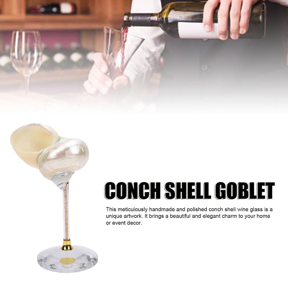 Polished Seashell Conch Shell Wine Glass Crystal Base Cocktail Glass  Valentine Birthday