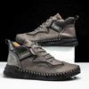 Mens Leather Boots Autumn Winter Vintage Handmade Sewing Soft Business Flat Casual Shoes Daily Comfortable Durable Walking Shoes