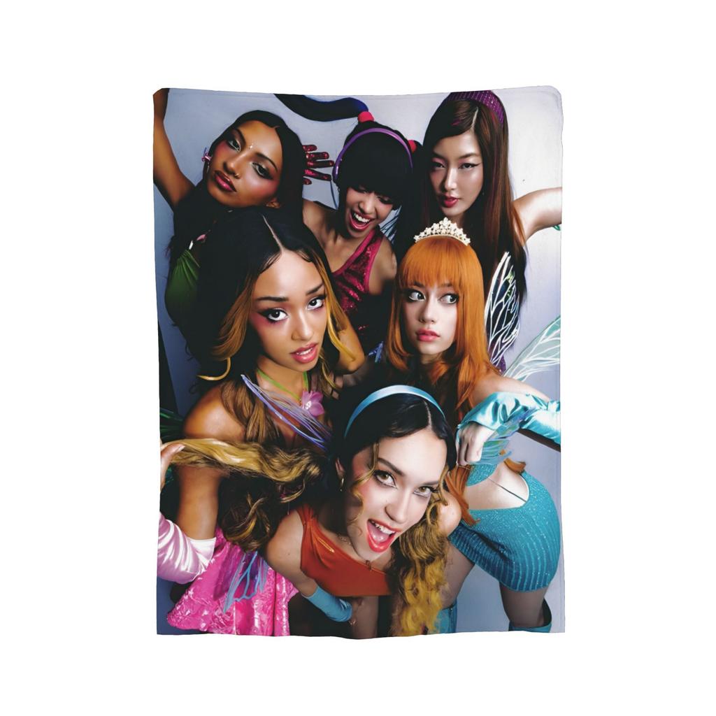 Kpop Katseye Blankets Coral Fleece Plush Spring/Autumn Music  Multifunction Lightweight Throw Blankets for Bed Car Rug Piece