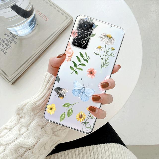 

Розовый фиолетовый прозрачный чехол с бабочкой и цветком для Xiaomi Redmi Note 12 7 8 9 8t 11t 8 10 Pro 9s 10s 11 11s для Mi 9a 9 9c 9t 10 K40 Redmi K40