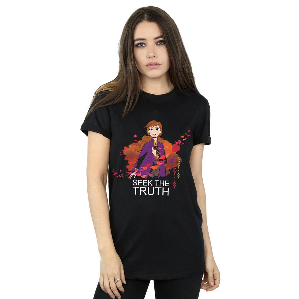 Disney Womens/Ladies Frozen 2 Anna Seek The Truth Wind Cotton Boyfriend T-Shirt