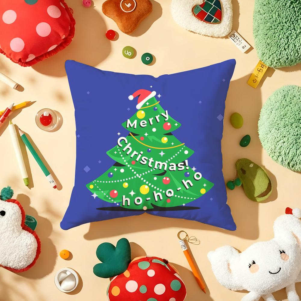 Christmas Tree Santa Pillow Case Plush Fabric Soft DoubleSided Printed Sofa Warm Winter Home Gift Cushion Cover