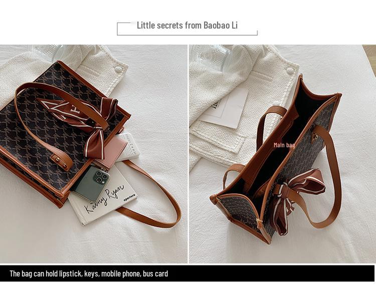 Women's 2022 Trendy Large Silk Scarf Shoulder Tote Bag