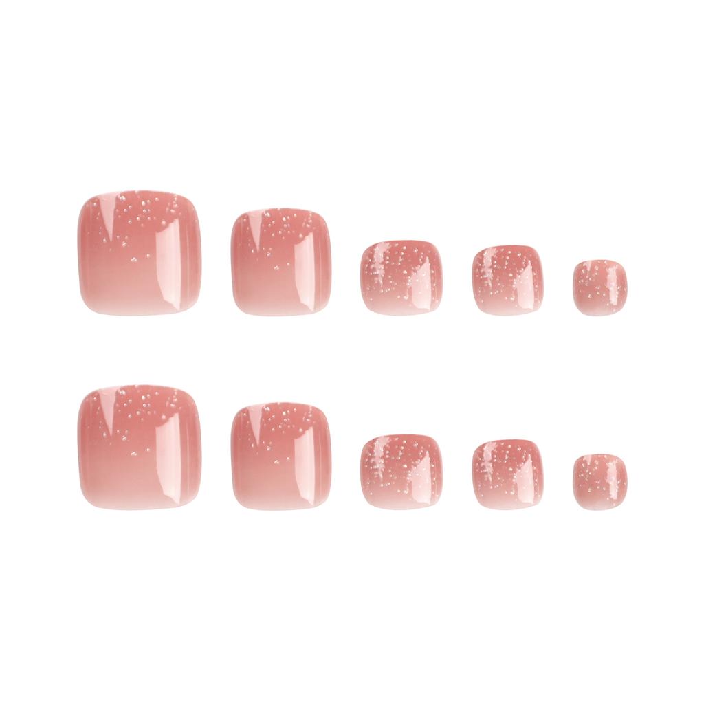 24 Stuks Geleidelijke Verandering Pure Wens Teennagel Nagelstuk Eenvoudige Teennagel Sticker Wit Draagbare Nagel Verwijderbare Nepnagel