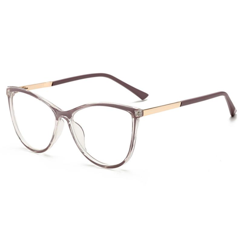 Blue Light Blocking Cat Eye Nearsighted Eyeglasses Spring Hinges Unisex Oval Prescription Spectacle 0 -0.5 -1.0 -2.0 To -6.0