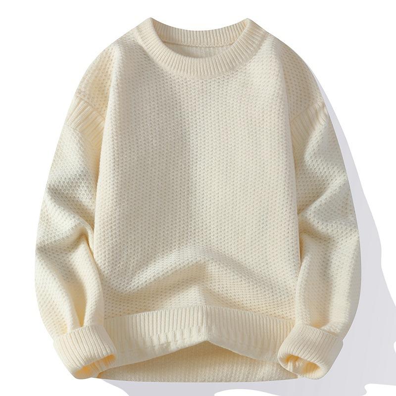 

Hot sale, popular, new casual crew neck sweater in autumn and winter, bottom knitted sweater, large size loose sweater. M білий