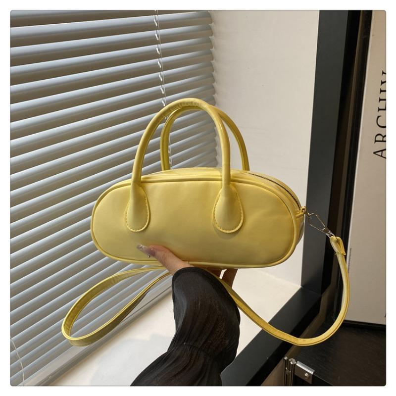 Niche simple solid color bowling bag new retro pillow bag versatile commuter portable shoulder messenger bag