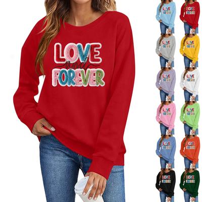 Sudaderas de San Valentín para Mujer Gráfico de Corazón de Amor Sudadera de Cuello Redondo Mangas Largas Tops Sudadera del Día de San Valentín