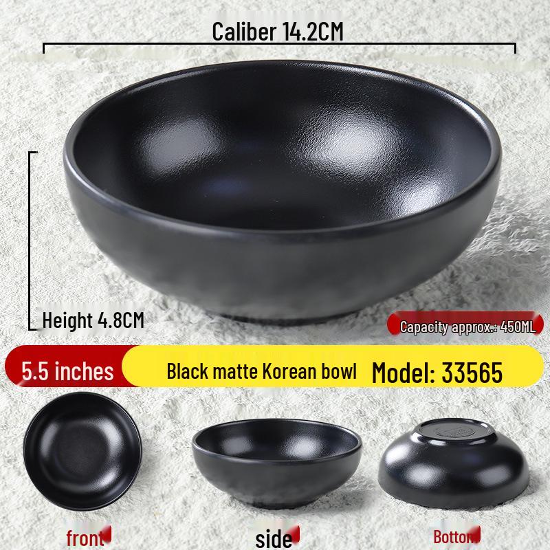Black Matte Melamine Rice & Dipping Sauce Bowl for Restaurants, Hotels, Hot Pot, and Malatang.
