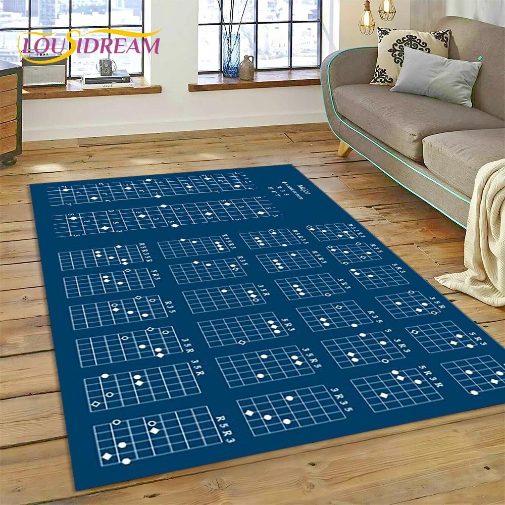 3D Guitar Chords Theory Chart Music Carpet Rug for Bedroom Living Room Home Sofa Decoration,Children Game Large Decor Floor Mat