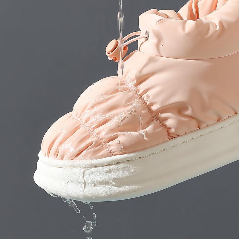 Cotton slippers women's down cloth household home indoor thick bottom non-slip couple men's waterproof cotton shoes to keep warm at home