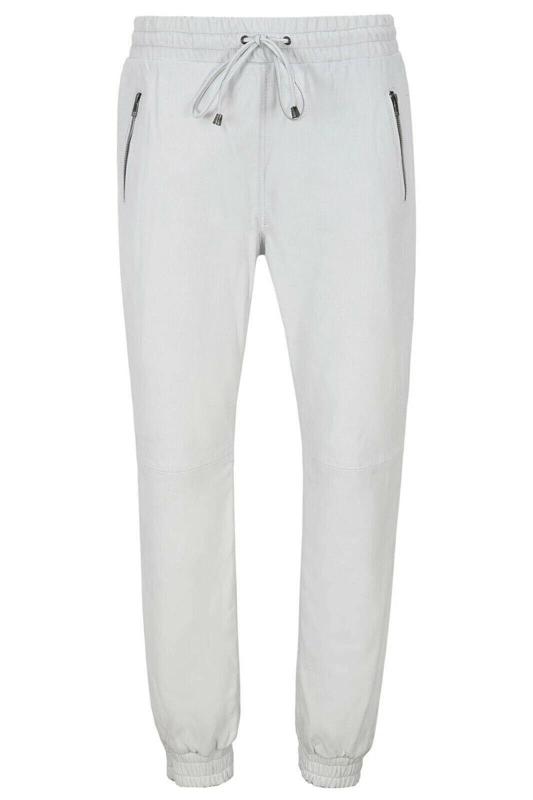 

Брюки Стильные Повседневные Мужские Кожаные Белые Модные Брюки Натуральная Кожа Ягненка 42 белый