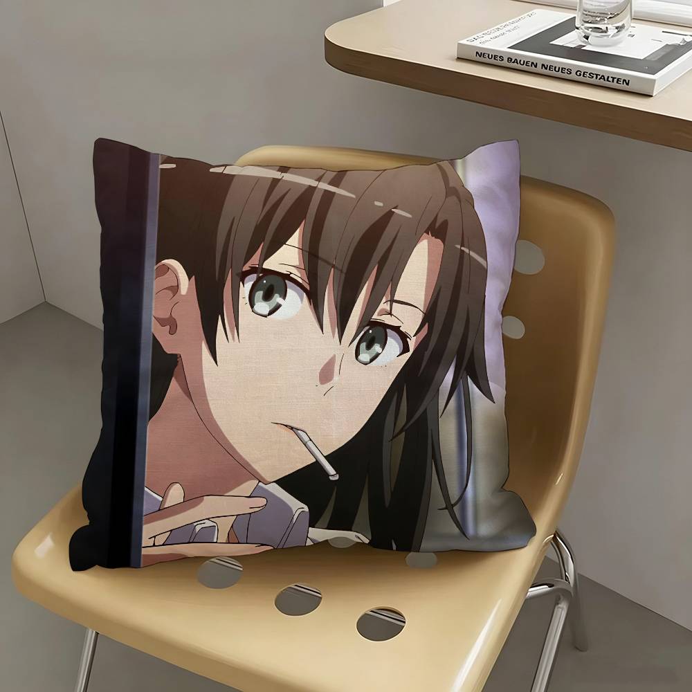 1pc My Teen Romantic Comedy SNAFU Anime Pillow Case Fashion Square Pillowcase Bedroom Sofa Room Ins Decoration Leisure