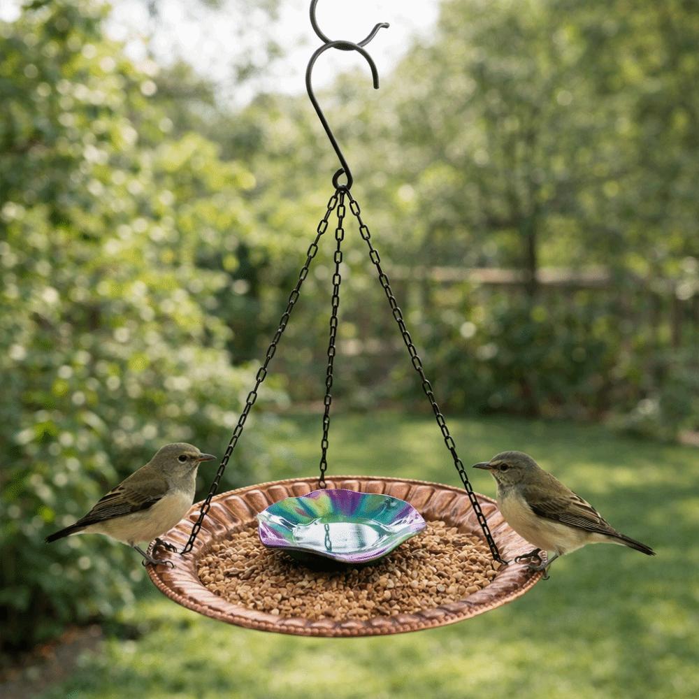 Vintage Design Hanging Bird Feeder Decorative Bird Bathtub Durable Bird Food Container  Courtyard