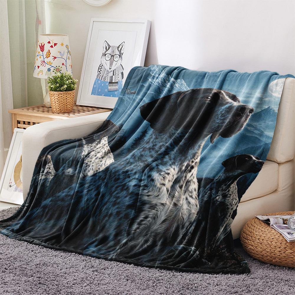 1PC Moonlit Canine Pack Print Flannel Blanket, High quality Comfortable for All Seasons, Home Decor, Warmth and Comfort