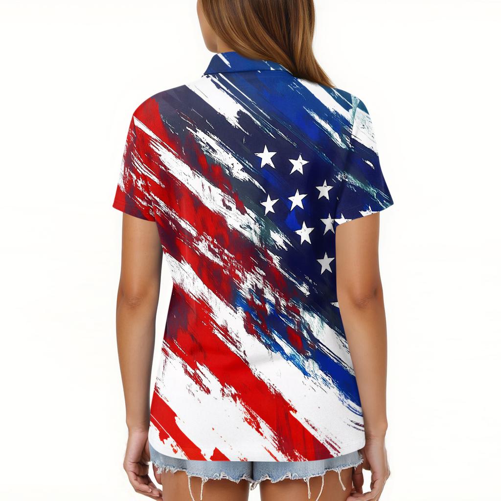 Women's Fashion Casual Lapel Short Sleeve Printed Shirt Women's Button Up Tops