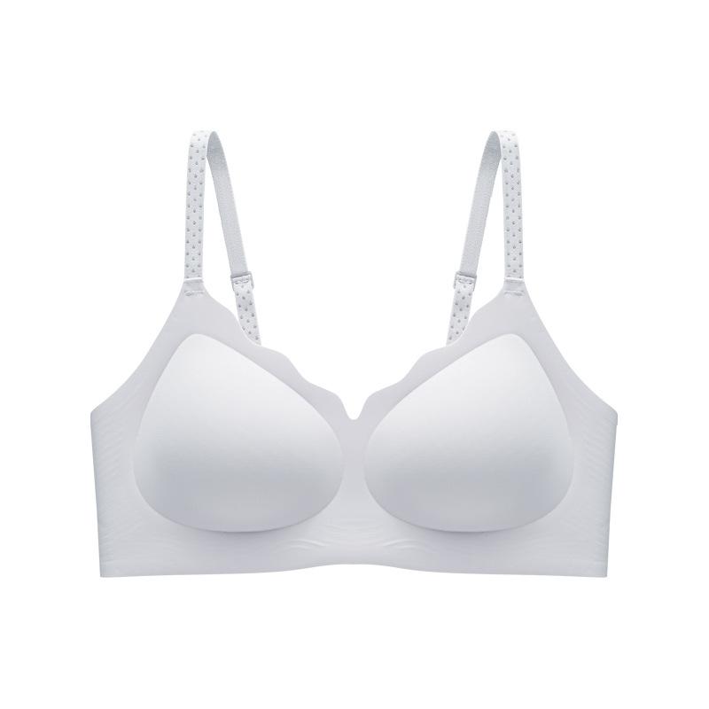 Splicing polka dots, breathable mesh, non-marking gathering, upper support, sub-breast fixing cup, comfortable bra