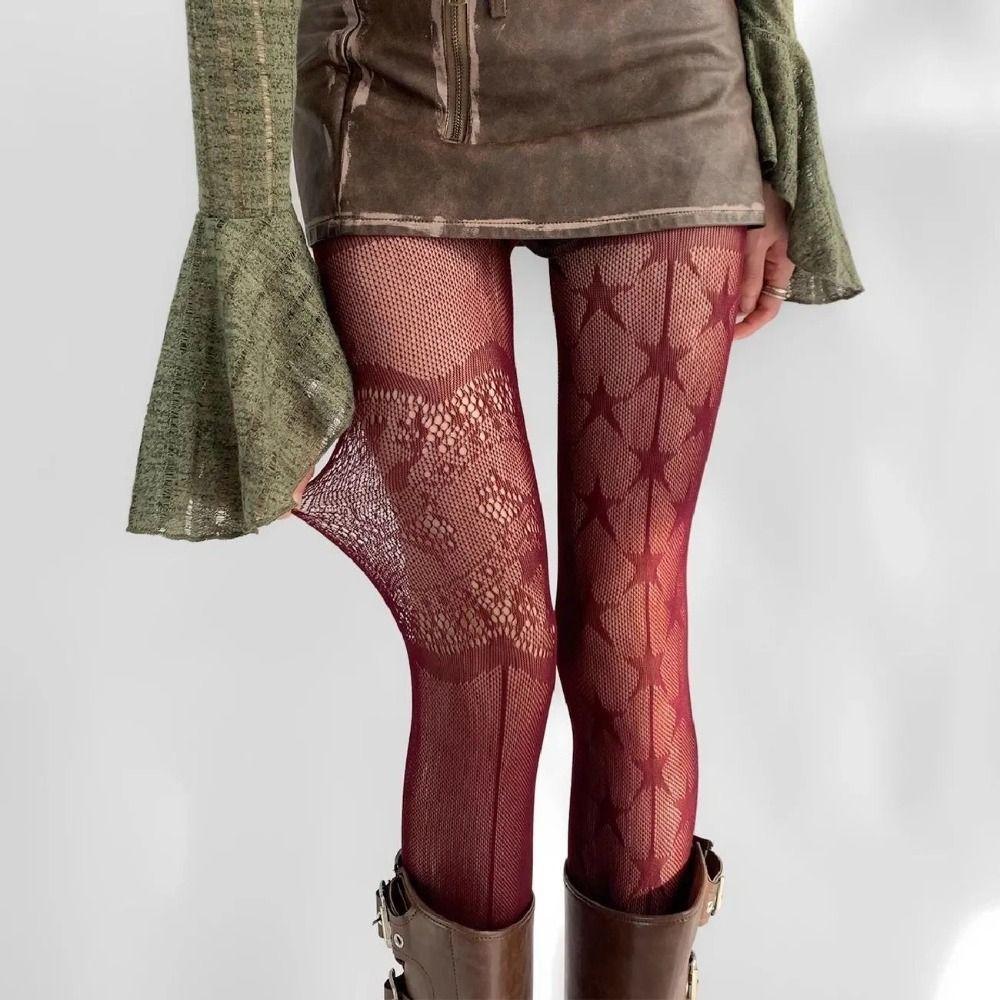 Mesh Design Net Socks Jacquard Small Flowe Hollowed Out Pantyhose  Summer Season