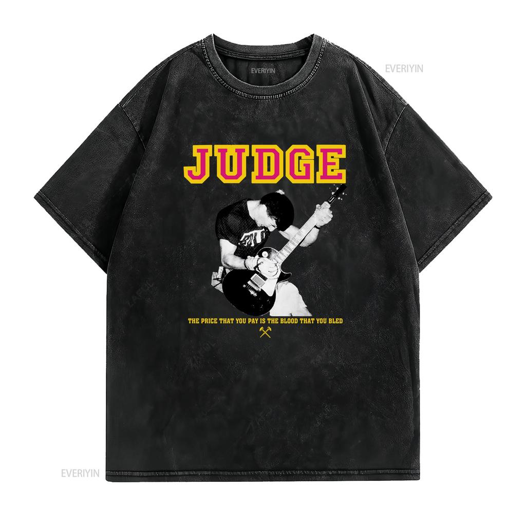 Vintage Hardcore Punk Judge Band Guitarist Print Streetwear Casual T Shirt vintage Washed Slightly Soft Top For Everyday Wear