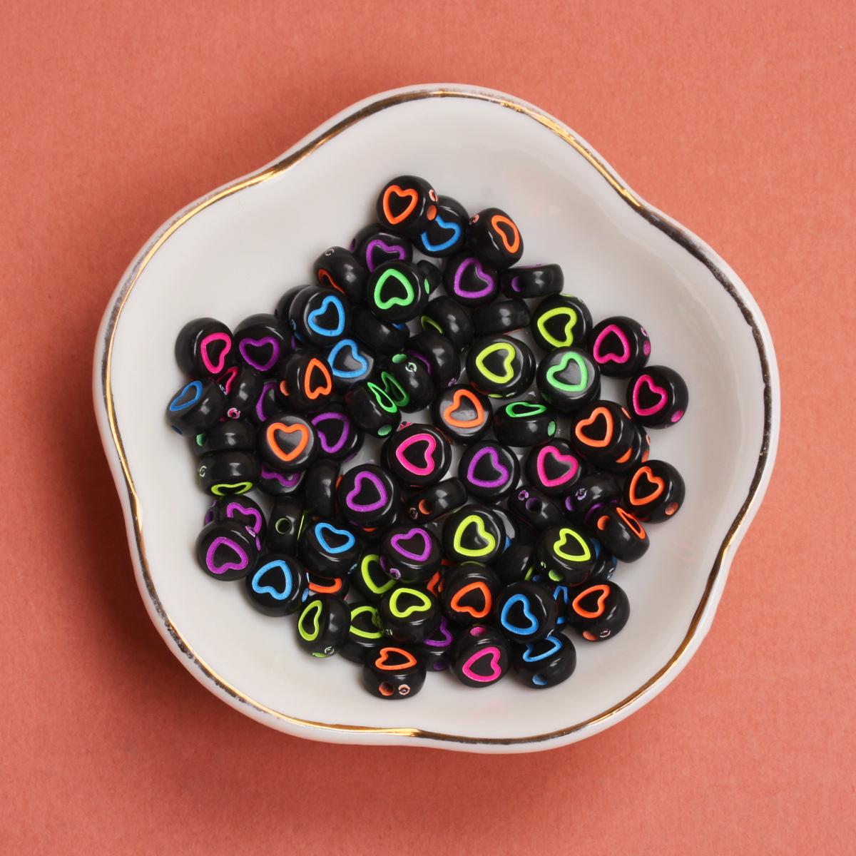 

50 шт. 6,5 мм акриловые круглые бусины в форме сердца для браслета, ожерелья, сережек, брелок для изготовления ювелирных изделий 18