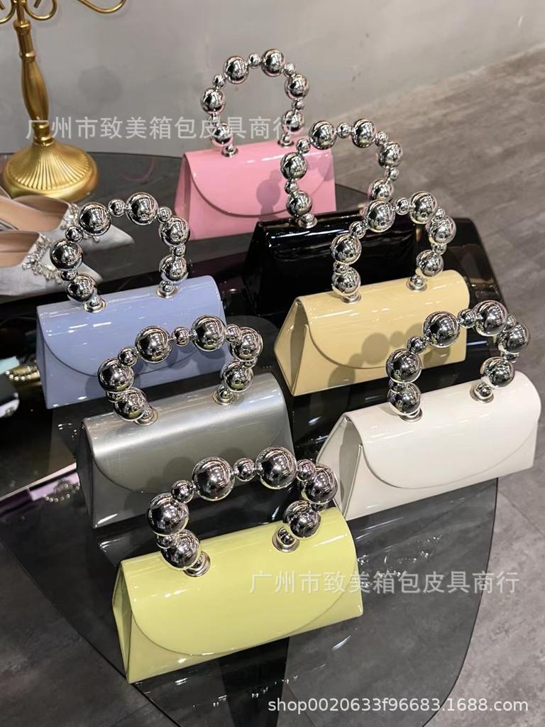 French Shiny Diamond Women'S Handbag Steel Ball Wrist Fresh Macaron Small Square Bag Girl Street