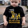 Children's T-shirt with Excavator Print, Fashionable Cartoon Short-sleeved T-shirt, Stylish, Comfortable and Casual