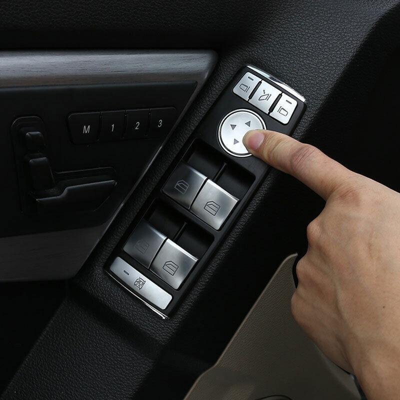 Matte Silver Window Switch Button Garnish Sticker 14X For Benz C-Class 2010-2014