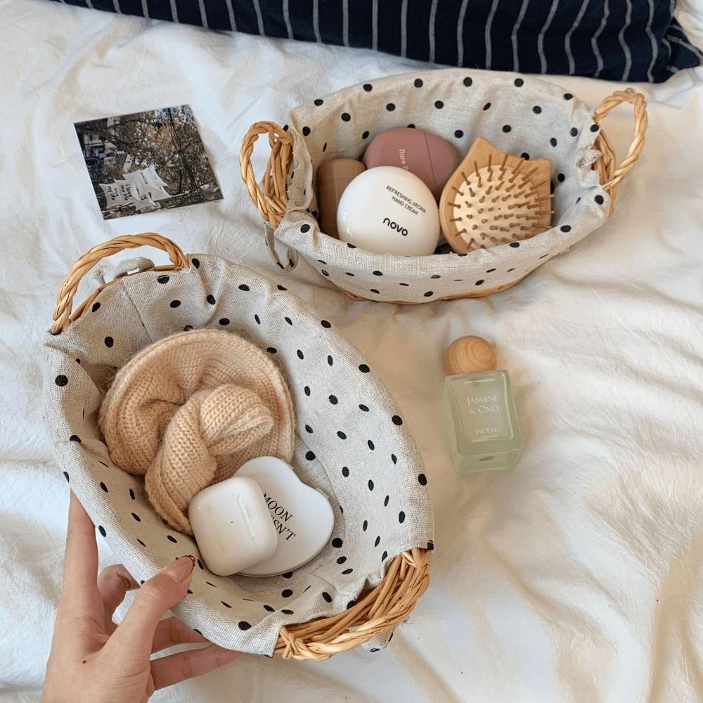 New Fabric Material Storage Basket Rattan Design Multi-Purpose Clutter Organizer Rattan Basket Desktop Organizatio