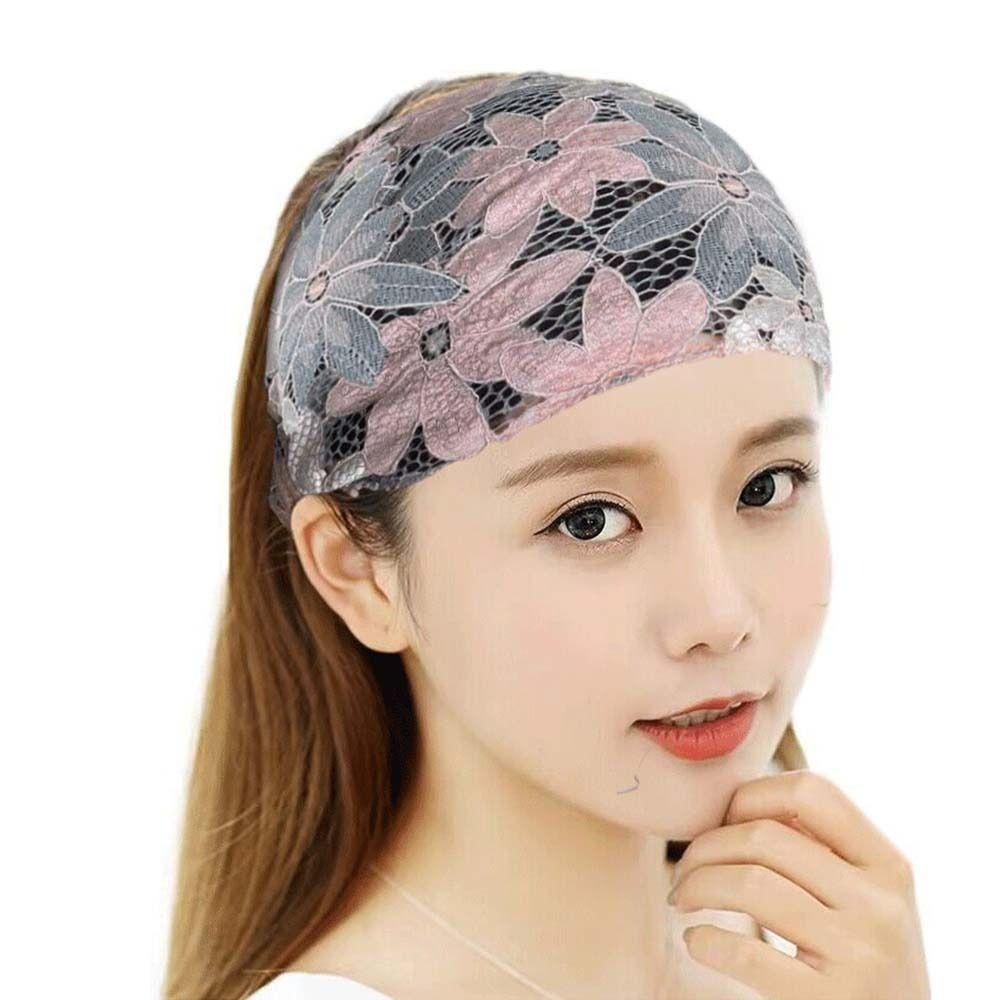 Hair Hoop Lace Hairbands Non Slip Wide Side Head Wrap Fashion Mesh Flower Headband  Mother