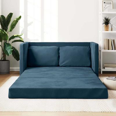 Vidaxl 2-in-1 Floor Sofa, Blue, 122X204X55 Cm, Velvet