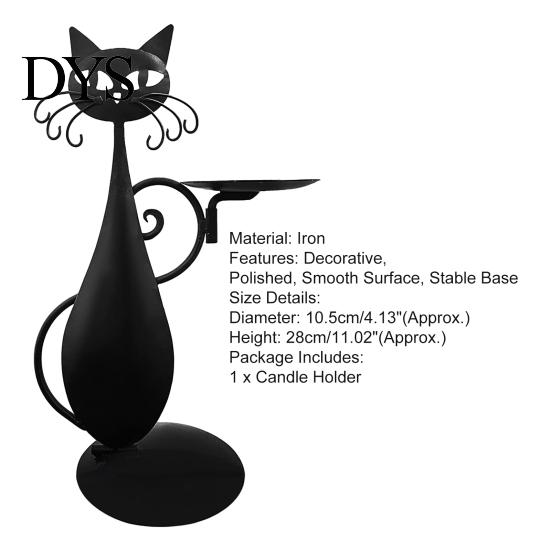Candlelight Holder Candle Cartoon Style Handmade Decorative Iron Art Cute Container Black Cat Shape Stand Desktop Ornament Home Decor Candleholder