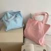 Early Spring Striped Canvas Shoulder Bag with Double-Sided Embroidery for Women