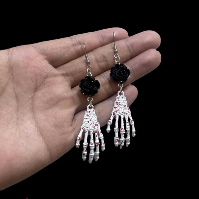 Original Halloween Skull Hand Party Earrings