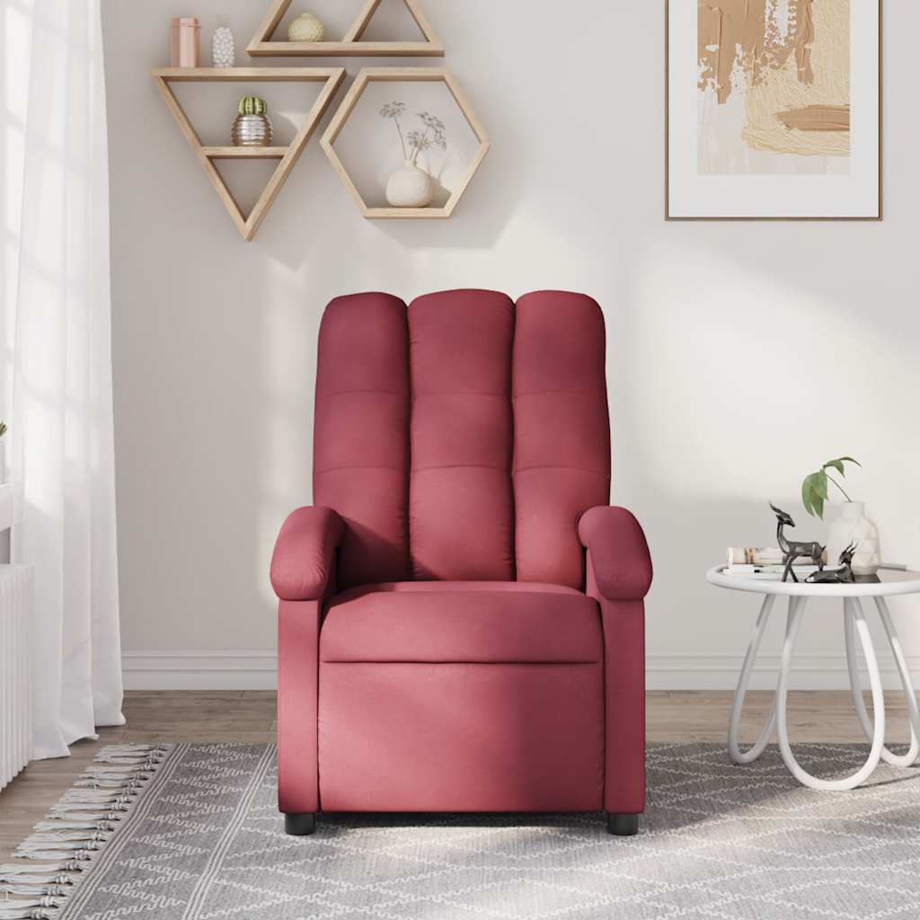 Vidaxl Reclining Massage Chair, Wine Red, Fabric Upholstered