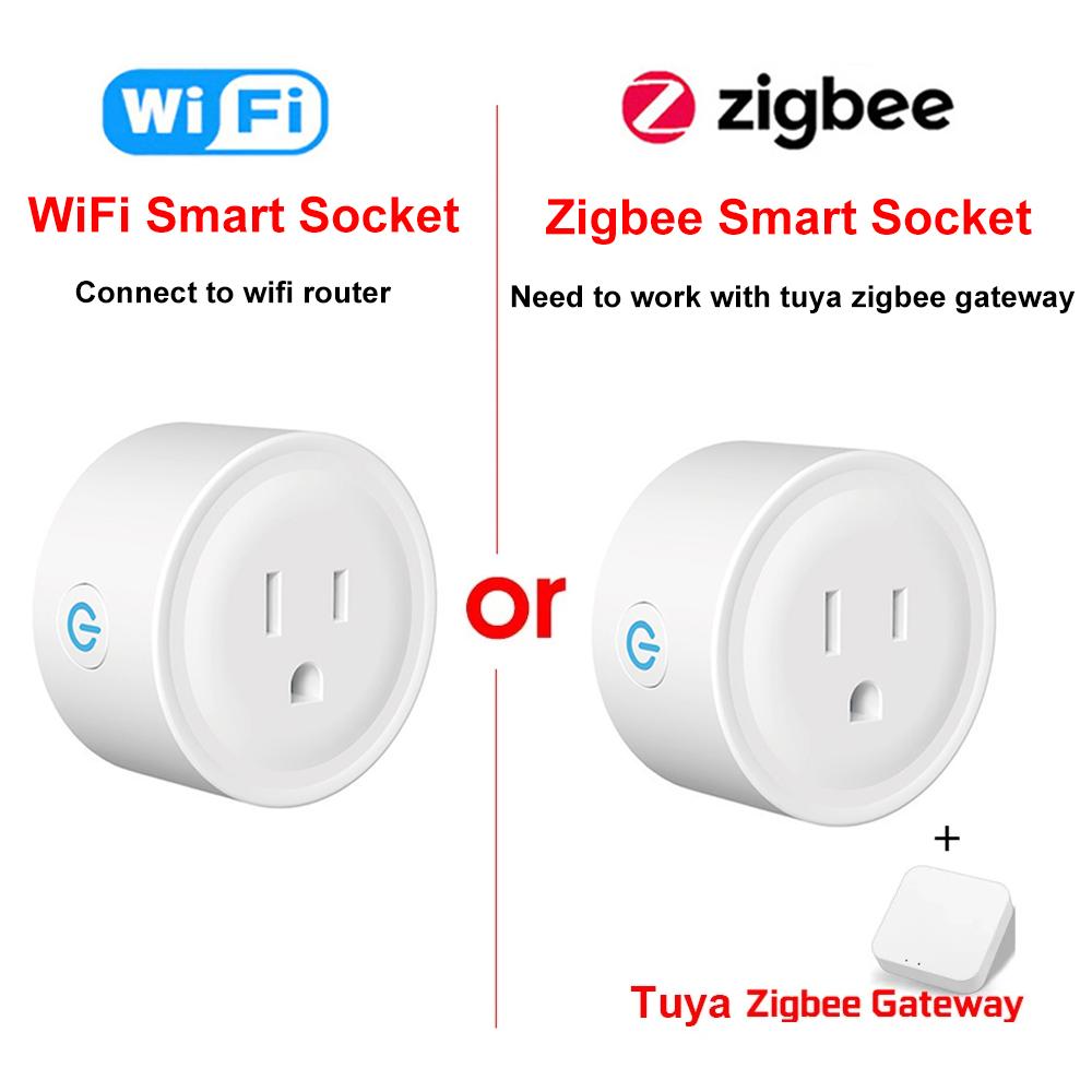 Tuya WiFi/Zigbee Smart Socket US Smart Socket 20A With Power Monitoring Timer Smart Life App Control Work With Alexa Google Home