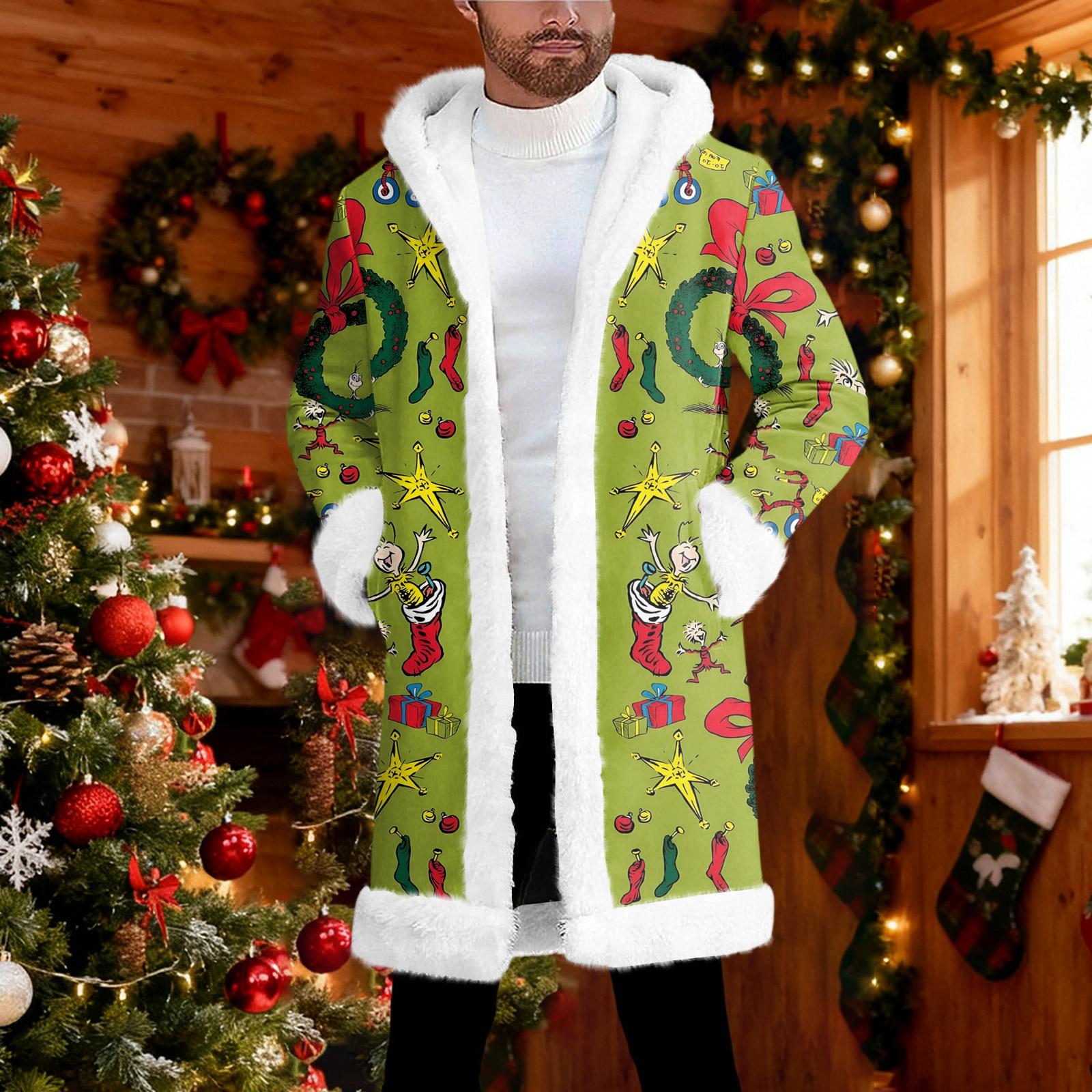 

Men s Hooded Hood Cardigan Long Keep Warm Coat XL