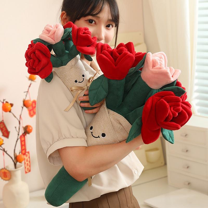 New Style Gift for Object Rose Plush Doll Bouquet Doll Girl Gift Valentine's Day Gift