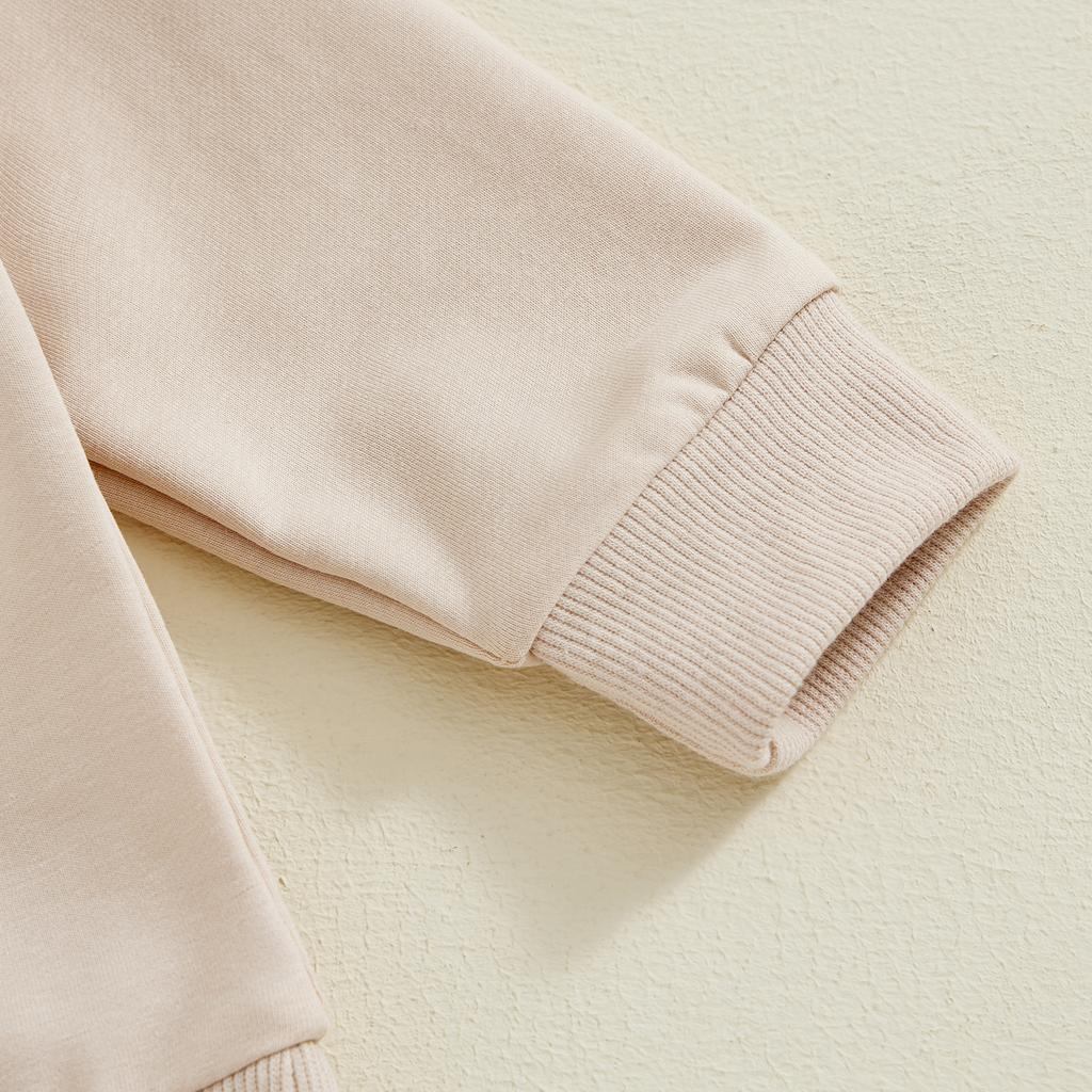 Toddler Girls Fall Sets Letter Embroidered Long Sleeve Round Neck Sweatshirt Drawstring Pocket Long Pants Outfits